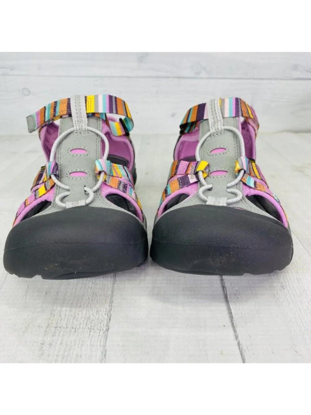 Keen Women VENICE Stripe Pink Gray Waterproof Closed Toe Sport Sandals Sz 6 NEW